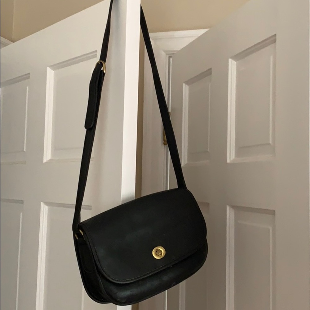 Vintage Black Coach Purse Real Leather
